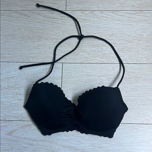 Victoria’s Secret Black Scalloped Bikini Top 32C